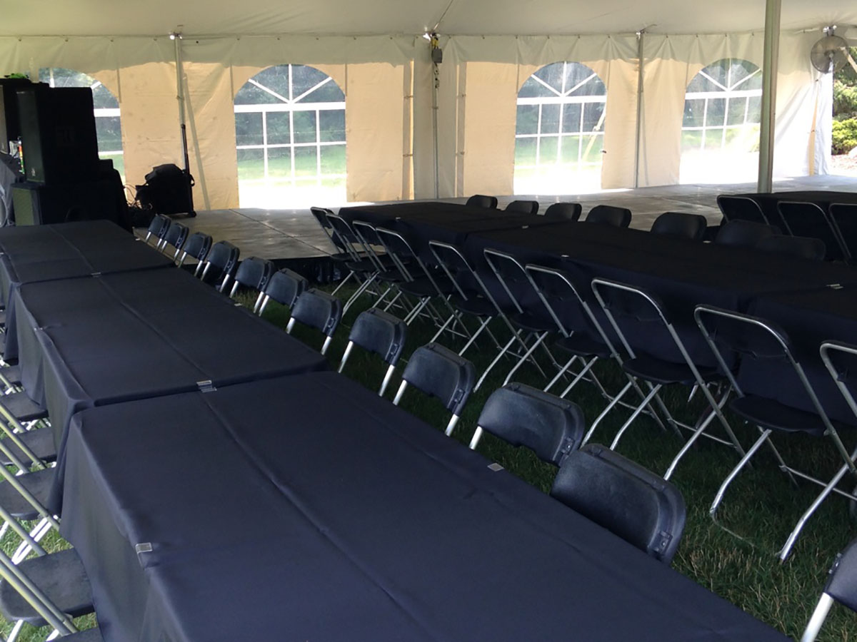 60x120 Black Solid Tablecover Over 8' Table